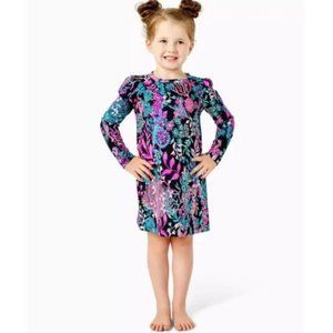 Lilly Pulitzer Girls Mini Jansen Dress Onyx Twilight Coral L (8-10) NWT